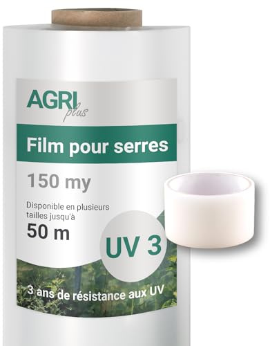 AGRI plus Film de Serre avec Ruban de réparation I 2 x 15 m I différentes Tailles I 0,150 mm épaisseur I bâche Jardin résistante aux déchirures & aux intempéries I 3 Ans de résistance aux UV