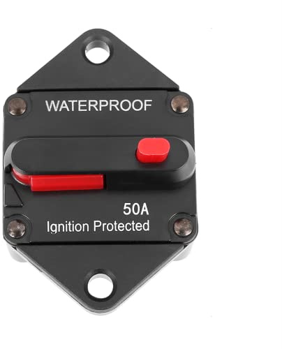 Auto Leistungsschalter,DC12-48V Wasserdichter Leistungsschalter,Kfz Sicherung Leistungsschutzschalter,Manuelle Reset Sicherungshalter für Auto Marine Boat Solar Wechselrichter System Schutz (50A)