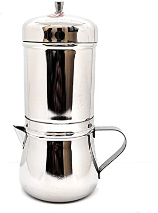 KERAM South Indian Filter Coffee Maker with Kettle, 2-in-1, 6.8oz 200ml | steel handle spout, safe pour, lid doubles as kettle lid, no electricity, 304 stainless steel, manual South Indian brew