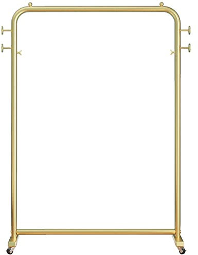 IMYOGI Industriell, Kleiderständer, Hängegarderobe auf dem Boden zu Hause, Hängegarderobe zur Kleideraufbewahrung mit Rädern (Farbe: Weiß, Größe: 130 * 40 * 155 cm) (Gold 130 * 40 * 155 cm)