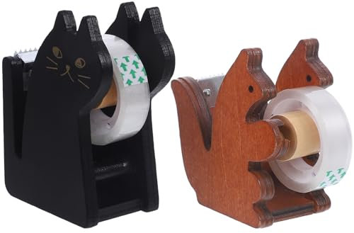 Ciieeo 2 Stück-pack Ebene Klebebandabroller Klein Aus Holz Mit Cartoon Motiv Praktischer Tisch Klebebandhalter Für Büro Schule Und Zuhause
