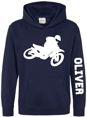 Purple Print House Personalised Motocross Bike Hoodie Boys Girls Custom Name Dirt Biking Hooded Jumper Off Roading Motorbike Top