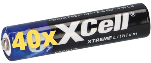 Xtreme - 40 batterie al litio AAA Micro FR03 L92, 10 confezioni da 4 pezzi
