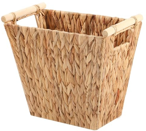 OUTBROS Aufbewahrungskorb aus Geflochtenem aus Wasserhyazinthe, Rattankorb aus Gewebtem, Abfalleimer, für Badezimmer, Küche, Heimbüro,1-Pack | Aufbewahrungsbox aus Geflochtenem au Rattankorb aus Gewebtem, Abfalleimer, für Badezimmer, Küche, Heimbüro,1-Pack