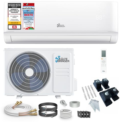 Kältebringer Split Climatiseur Quick Connect 12000 BTU - 3,5 kW - Avec fonction de chauffage - très silencieux & économe en énergie, avec console au sol - Marque de qualité Allemande