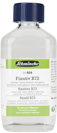 Schmincke - Fixativ B72 für Kohle + Bleistift, Pastell, Aquarell, Linol, Fotos, Drucke uvm., flüssig, kristallklar, 200 ml, 50 404 026, Grund- und Schlussfixativ, hohe Fixierwirkung