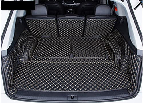 DZSJHGFDD Auto Kofferraummatte Spezielle Kofferraummatten Für Q7 7 Sitze 2022-2015 Cargo Liner Boot Teppiche Gepäckabdeckungen Styling Anti Rutsch Matte Gummi(Schwarzbeige)