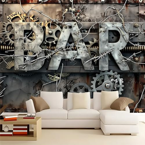 Papel Tapiz Maquinaria de Engranajes Metálicos - Lana Fondo De Pantalla Moderna Decoración para Pared Sala Cuarto, Oficina, Fotomural Paredes Mural Decoración, Estética Industrial 150 x 105 cm
