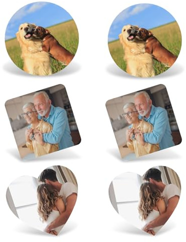 Allviper 6 Stück Acryl-Fotomagnete, Bilderrahmen für Kühlschrankaufkleber, personalisierte Kühlschrankmagnete, fügen Sie Ihr Fototextbild für dekorative Kühlschrankmagnete hinzu