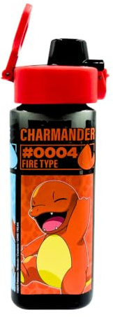 Pokémon Botella Reutilizable Rectangular para Niños, Botella de Viaje 500 ml
