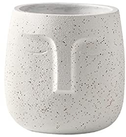 WZTHLF Flower Plant Pots Indoor,Nordic Human Face Ceramic Vase Flowerpot Succulent Green Plant(White,12cm)