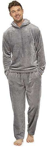 Ensemble de maison pour homme - Pyjama en polaire avec poches et capuche - Deux pièces - Pyjama homme - Col rond - Tissu éponge - Vêtements de détente - Haut de pyjama - Pantalon de pyjama - Vêtements