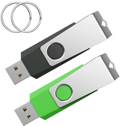 USB Stick 64 GB 2.0,Wooolken 2 Stück Speicherstick Schwarz Grün