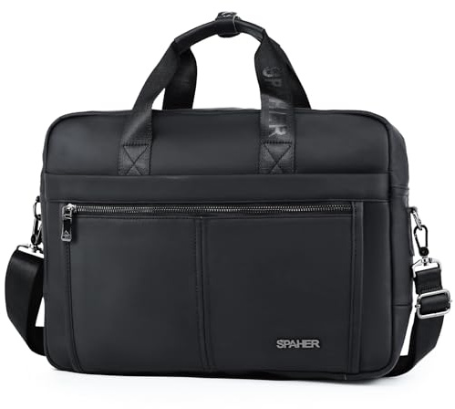 SPAHER Laptoptasche 15,6 Zoll Aktentasche Business Tasche Arbeitstasche Messenger Bag Echtleder Umhngetasche Schultertasche Mnner Geschenk fr Mnner