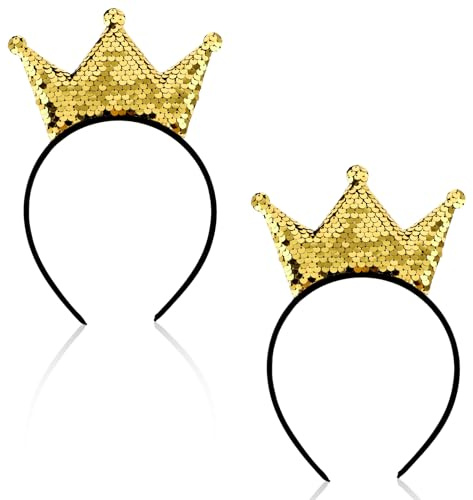 2 Stück Pailletten Kronen Stirnband Prinzessinnen Glänzendes Goldenes Haar Hoop Süßer Haarschmuck Elastisches Kostüm Geburtstags Kopfbedeckung für Frauen Mädchen Karneval Weihnachten Halloween Party | Süßer Haarschmuck, Elastisches Kostüm, Geburtstags Kopfbedeckung, für Frauen Mädchen, Karneval Weihnachten Halloween Party