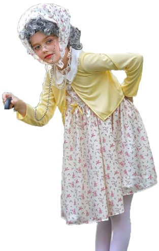 Generico Abbigliamento per bambini di carnevale 100 giorni di scuola vestito da nonna vestito divertente cos costume da nonna gonna floreale