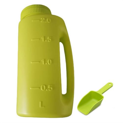 Eisschmelzstreuer, Handstreuer, 2 l, Schmelzstreuer mit Schaufel, Eisschmelzstreuer, handlich mit verstellbarer Lochgröße, Eisschmelzstreuer für Rasensamen, Salz, Eisschmelze, Kalzium, Enteiser,