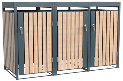 WESTMANN Metall Mülltonnenbox Planta 3x240 L Anthrazit Stahl wetterfest