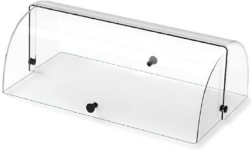 COSE DA CASA Vetrina Cupola Protezione Alimenti 45x27x16,5 cm Copri Dolci Senza Fondo Doppia Apertura Elegante Uso Professionale per Buffet, Bar, B&Bcon Pomelli Neri