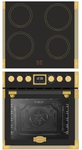KAISER Induktions Herd-Set Art Deco EHC 6776 I AD Retro Herdset Backofen mit Induktionskochfeld, Air-Fry