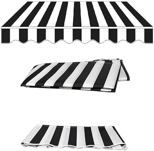 Outdoor Sunshade Replacement Fabric, 2.0x1.5m, 3.0x1.5m, 4.0x1.5m Canopy Cover for Garden Umbrella, UV-Resistant, Waterproof, Black (2.0x1.5m/6.5x5ft)