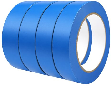 JiuXinYuKeJi 4 Rolls Blue Painters Tape,24mm x 50m Masking Tape,No Residue | Heat & UV Resistant,Medium Adhesive Craft Tape for Painting,Home Renovation,Precise Edges, Indoor Outdoor DIY Projects