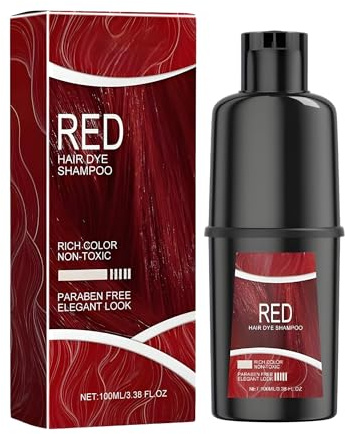 Shampoo Colorante Rosso, Naturale e di Lunga Durata, Hair Dye Shampoo, Protezione Colore a Lunga Durata, Effetto Lucentezza Intensa