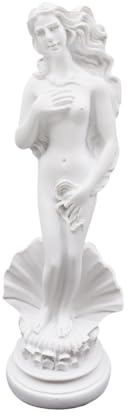 Riven Venus Aphrodite Resin Sculpture Figure, Greek Goddess Decorative Statue with Seashell Base, Classic White Ornaments for Home Art Decoration