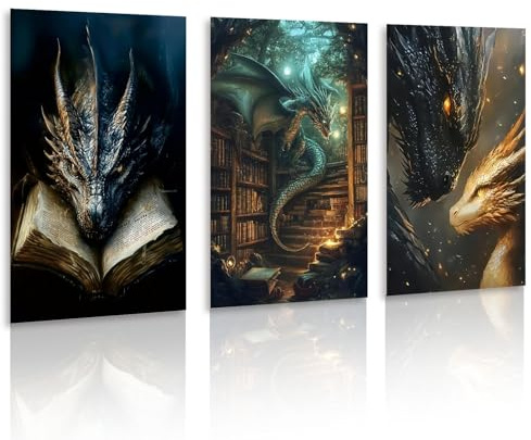 YarnWhimsy Diamond Painting Erwachsene Drache 3 Stück, 30 x 40 cm | Drachen Diamantmalerei-Sets für Erwachsene, 5D runde Steine Diamants Painting Set Fantasie für Heimdekoration, Geschenk