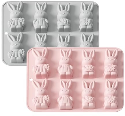 Moule à chocolat lapin 3D moule de lapin de Pâques pour la cuisson, 2 pièces moules en silicone de Pâques pour gâteau, savon glacé, bougie, dessert, bonbons, fête artisanale