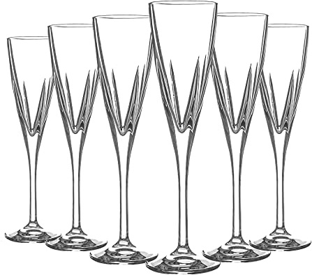 RCR 25555020206 Lot de 6 verres à champagne Fusion, cristal Luxion raffiné, passe au lave-vaisselle, idéal pour des occasions spéciales ou pour les nouveaux propriétaires