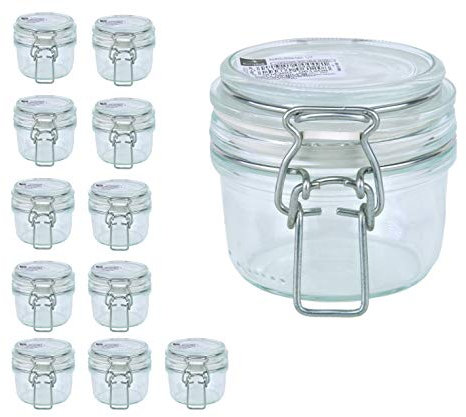 Bormioli Bicchieri Fido con chiusura a leva, 12 pezzi, capacità 125 ml, conservazione ermetica grazie all'anello in gomma e alla chiusura a leva