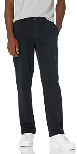 Amazon Essentials Pantalon Chino Décontracté et Extensible, Coupe Classique Homme, Noir, 33W / 32L