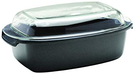 Berndes Enduro Multiusbräter mit Glasdeckel 33 x 21 cm, 5.2 Liter, Aluminium Pressofuso