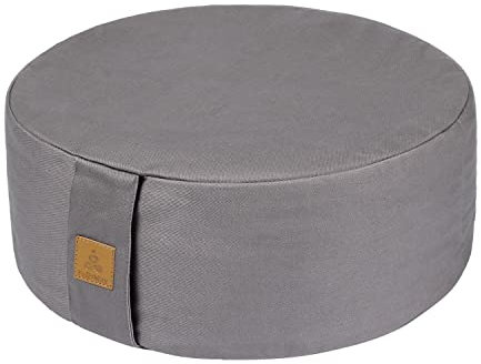 FelizMax Zafu Meditationskissen,Meditationskissen, rund, Zabuton-Meditationskissen, Yoga-Kissen, Bodentasche, mit Reißverschluss, Bio-Baumwolle, hellgrau, 16x16x5