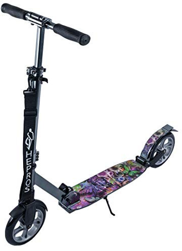 Hepros Fully Scooter PU-Wheel 200mm Cityroller Erwachsene Anthrazit ABEC7 Radlager Farbe Schmetterling