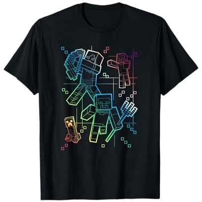 Minecraft Group Shot Rainbow Collage T-Shirt