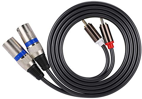 Joyzan 2 Pièce Câble De Connexion Audio, 1,5 M Plaqué 2 XLR Mâle Vers Coque Alliage Zinc Adaptateur Audio Câble Auxiliaire Cordon Raccordement Double Rangée Fil PVC Pour Voiture Maison Stéréo Amplifi