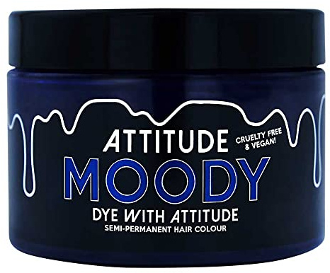 Attitude Haarfarbe Tönung Moody Dunkelblau UV-Aktiv – Semi-Permanente Haartönung Vegan & Tierversuchsfrei – Pflegende Haarfarbe für Gothic, Cosplay & Festival, Hergestellt in EU