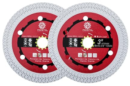 FOCSTOL Diamant Trennscheibe - 2 Stück 75mm Fliesentrennscheibe für Porzellan Keramikfliesen Marmor Granit Quarz Laube 10mm