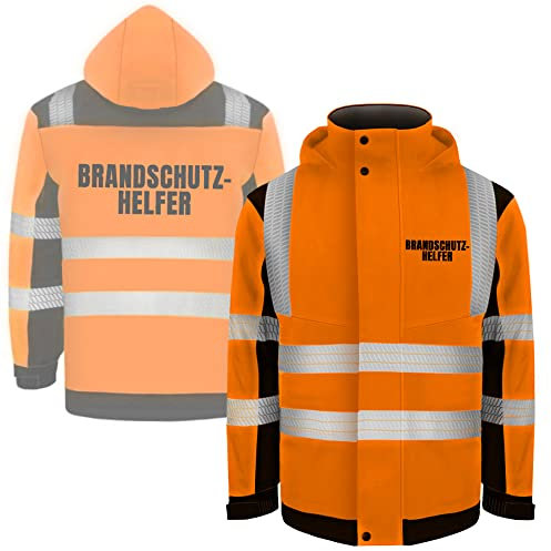 Fassbender-Druck WARNWESTEN - BRANDSCHUTZHELFER Sicherheitsjacke Winterjacke ORANGE - ORANGE Warnjacke nach EN ISO 20471 zertifiziert - Unisex und hochwertigem Reflektorstreifen (Gr. S)