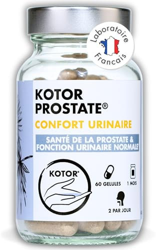 KOTOR PROSTATE | Troubles Urinaires, HBP, Envie Fréquente d’Uriner | Complexe Naturel & Français | Ortie Piquante + Palmier Nain + Prunier d’Afrique | 60 Gélules | 1 Mois