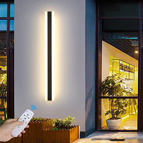 LED Außenlampe Garten Wandleuchten mit Fernbedienung Aussen Innen Wandlampen Dimmbar Schwarze 2700K-6500K, Langer Streifen Garage Terrasse Wandbeleuchtung IP65 Wasserdichte (Dimmbar,100cm 58W)
