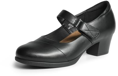 DREAM PARIRS Tjocka lågblockerade stängda tåklackar Mary Janes pumps bekväma rund tå klänning arbete bröllopsskor, Svart, 40.5 EU
