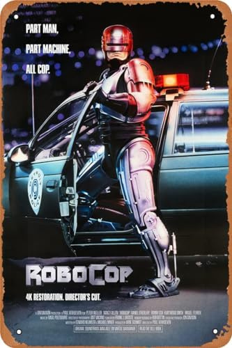 SONAXO Metall-Blechschild Robocop-Filmposter Wanddekoration lustig für Zuhause, Küche, Bar, Pub, Mann, Café, Raumdekoration, Vintage-Retro-Schild, 30,5 x 20,3 cm