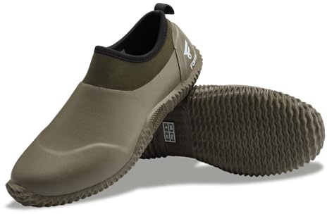 8 Fans Men's Garden Shoes Waterproof Rain Boots Neoprene Muck Mud Shoes with Memory Foam Insoles for Gardening, Farming（Green Size12）