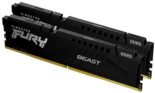Kingston FURY Beast Negro DDR5 64GB (2x32GB) 6000MT/s CL30 DIMM Memoria gamer para Ordenadores de sobremesa Kit de 2 AMD EXPO e Intel XMP - KF560C30BBEK2-64