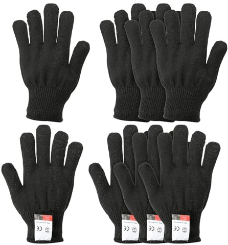 PATIKIL Cut Resistant Gloves, Small, Black, 4 Pair | Level 5 Protection, Anti Cutting Gloves, for Kitchen Wood Carving Working