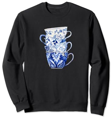 Tasses à thé en porcelaine bleue et blanche Sweatshirt
