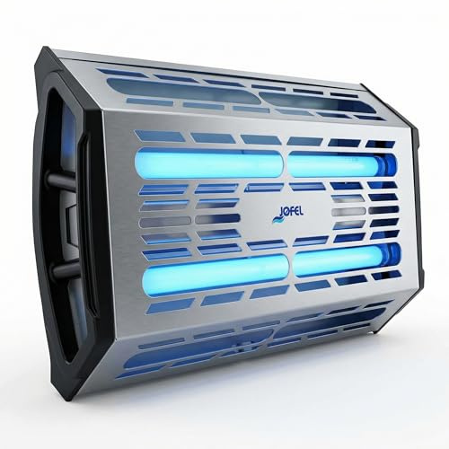Jofel AJ70000 Insektenvernichter mit Klebefolien, 2 Röhren mit UV-LED-Licht, zum Anziehen von Insekten, Leistung: 2 x 15 W (2 Röhren)